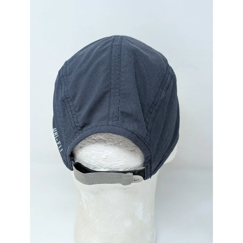 Nike Hat Strap Back‎ Gray White AW84 Swoosh 5 Panel Dri Fit Lightweight Running